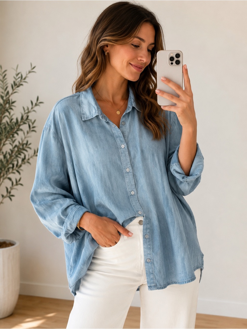 Brunette The Label Light Blue Button-Down Shirt